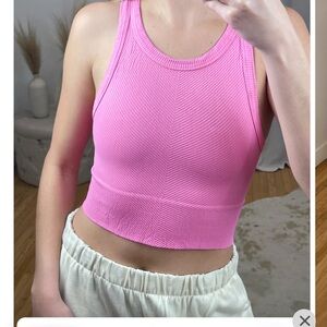 Pink Ribbed Tank Top